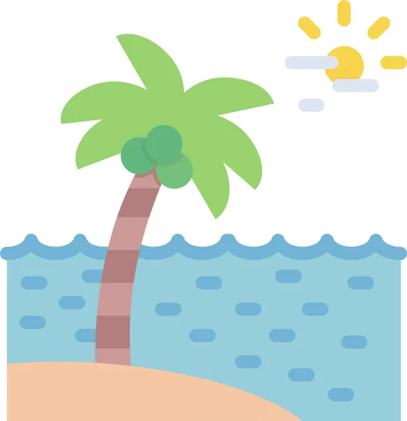 Verano Playa Icono Vector Ilustración — Vector de stock