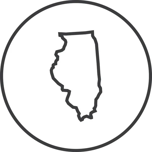 Illinois Stato Mappa Icona Vettoriale Illustrazione — Vettoriale Stock