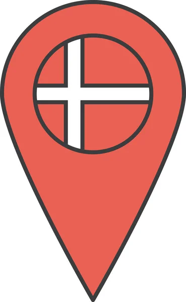Εικονίδιο Ιστού Δανικής Σημαίας Απλή Διανυσματική Απεικόνιση — Διανυσματικό Αρχείο