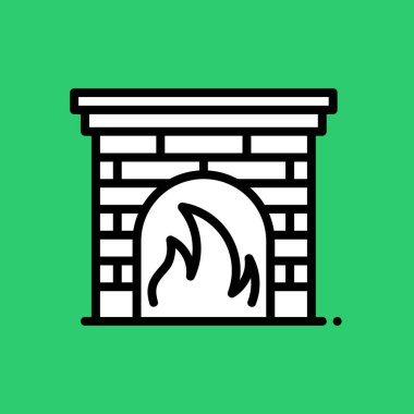 şömine ağ simgesi, basit vektör illüstrasyonu 