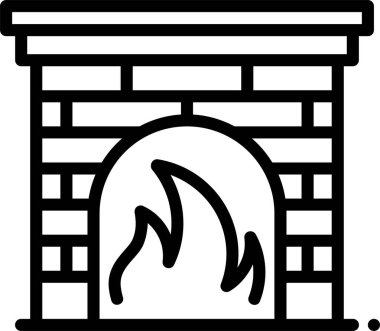 şömine ağ simgesi, basit vektör illüstrasyonu 