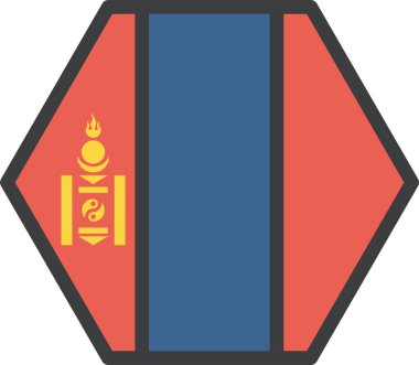  Moğolistan bayrağı, vektör illüstrasyonu 