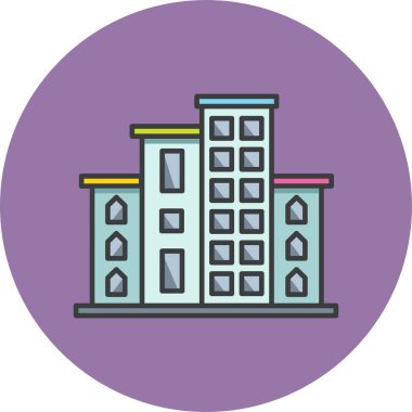 Otel binası. Web simgesi basit illüstrasyon