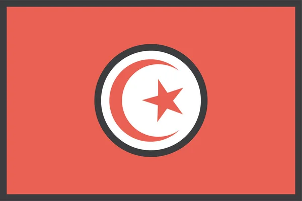 Tunisia Bandera Del País Vector Ilustración — Vector de stock