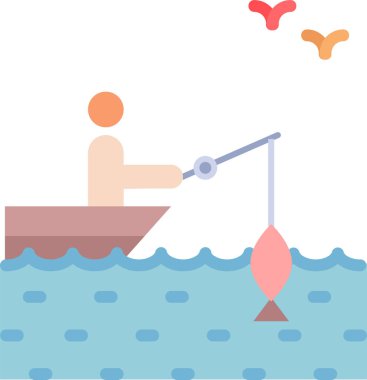 Balık tutmak. Web simgesi basit illüstrasyon  