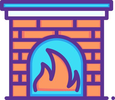 şömine ağ simgesi, basit vektör illüstrasyonu 