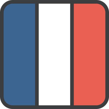  Fransa ülke bayrağı, vektör illüstrasyonu 