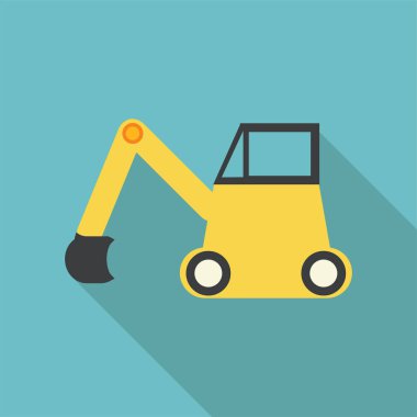 Uzun gölgeli kazı aracı düz simgesi, eps10