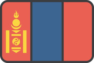  Moğolistan bayrağı, vektör illüstrasyonu 