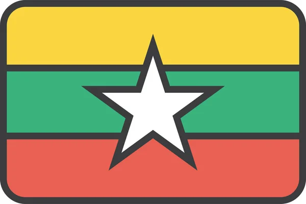 Myanmar Land Flagga Vektor Illustration — Stock vektor