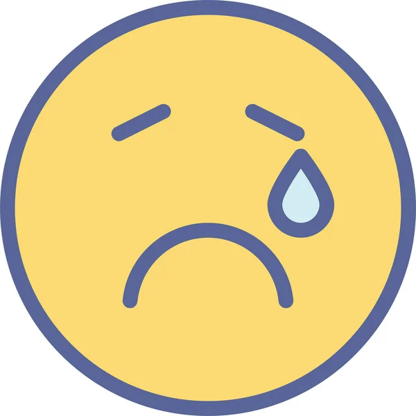 悲しい顔の顔の絵ベクトルアイコン — ストックベクタ