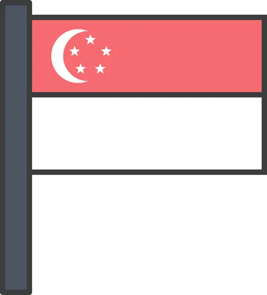 Bendera Negara Singapore Ilustrasi Vektor - Stok Vektor