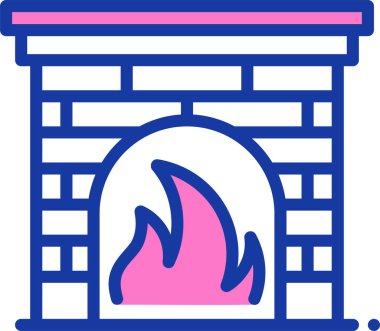 şömine ağ simgesi, basit vektör illüstrasyonu 