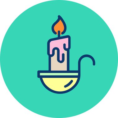 Beyaz arkaplanda izole edilmiş, modaya uygun düz bir mum simgesi. vektör illüstrasyonu