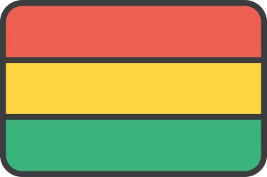 Bolivya ülke bayrağı, vektör illüstrasyonu