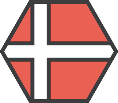 Danimarka bayrağı web simgesi, basit vektör illüstrasyonu