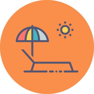 plaj sandalyesi ikon vektör illüstrasyonu