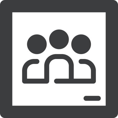 Buluşma ikonu. vektör biçimi çift renkli düz sembol, yoğun kırmızı ve siyah renkler, yuvarlak açılar, beyaz