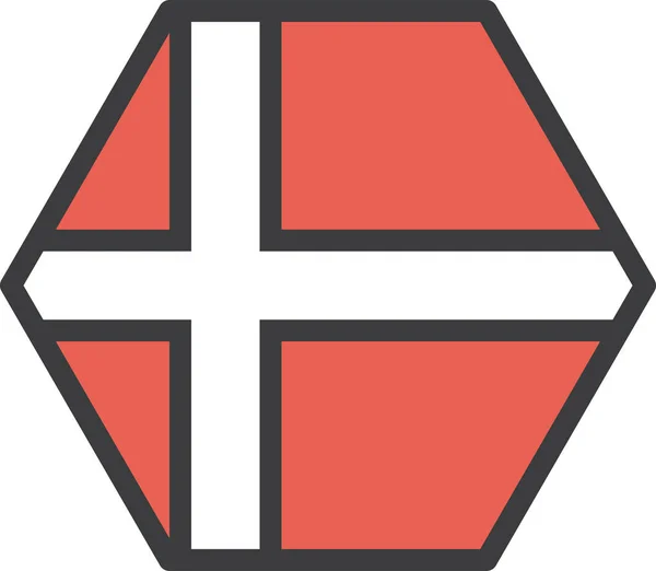 Duńska Flaga Web Ikona Prosty Wektor Ilustracja — Wektor stockowy