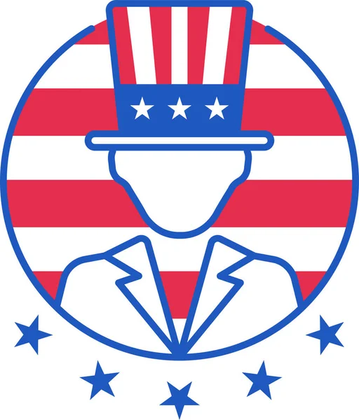 Usa Homme Américain Avec Chapeau — Image vectorielle