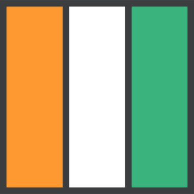 Fildişi Sahili ülke bayrağı, vektör illüstrasyonu 