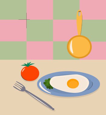  Kahvaltıda yumurta ve sebze.