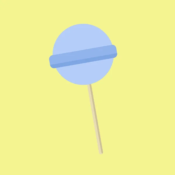 Snoepgoed Lolly Blauw Een Groene Achtergrond Vector Minimalisme Illustratie — Stockvector