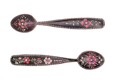 Eski tahta kaşıkla boyama