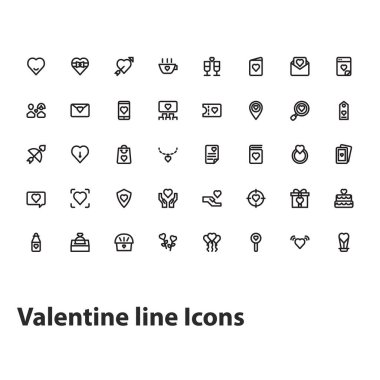 Tasarımınız için modern Sevgililer Günü simgelerinin vektör çizimi