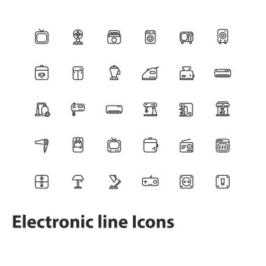 Tasarımınız için modern elektronik simgelerin vektör çizimi