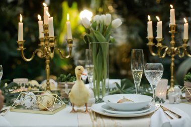 Güzel ve rahat Paskalya sofrası dekorasyonu