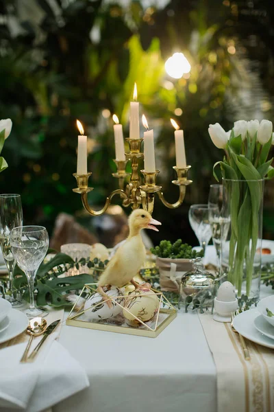 Güzel ve rahat Paskalya sofrası dekorasyonu