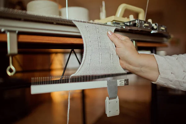 workspace at home Knitting at with knitting machine