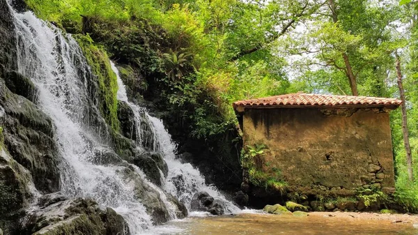 Molino de agua en PR AS 137 camino entre Valbucar y pueblos BUsllaz, también conocido Molinos del profundu, Villaviciosa, Asturias, España —  Fotos de Stock