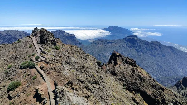 Blick vom Roque de los Muchachos, dem höchsten Berg von La Palma, Kanarische Inseln, Spanien — Stockfoto