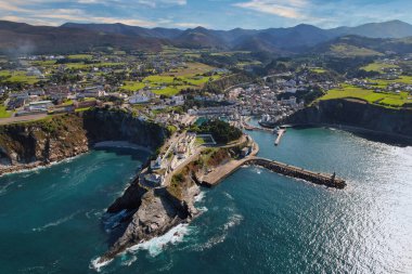 Luarca village, aerial view, Asturias, Spain
