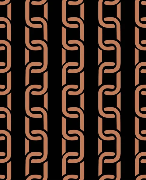 Seamless Vertical chain pattern.Vector simple chain pattern. Trendy brown catena design on black background. Wrapped pattern in rows. Fashionable design for textiles.