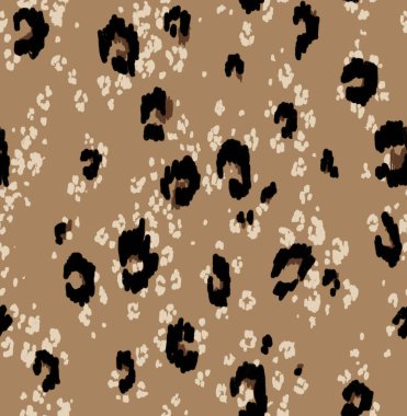 Kusursuz hayvan deseni. Düzensiz nokta deseni. Bej ve siyah deve arka planında moda soyut noktalar. Moda ve iç tasarım için son moda düzensiz hayvan benekleri. 