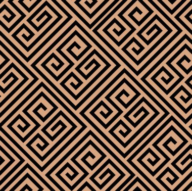 Seamless geometric pattern. Line pattern in black and beige colour. Classy maze design. Trendy simple swirl pattern. Fashionable design for textiles and interiors. clipart