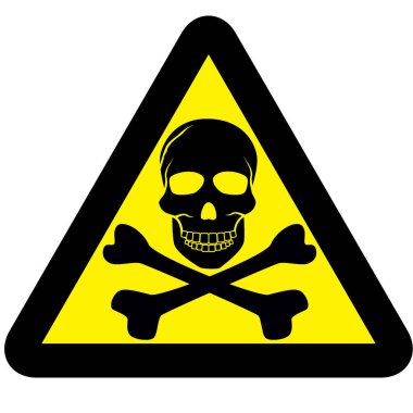 Beyaz üzerinde kafatası sembolü olan sarı uyarı işareti