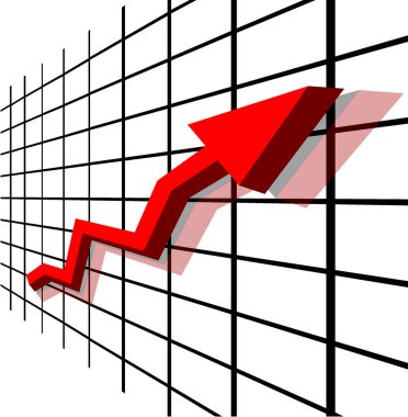 Kırmızı ok beyaz üzerine başarı için yükseliyor