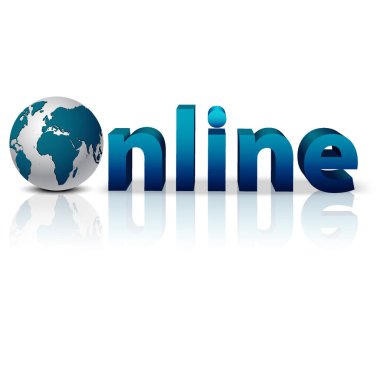 Dünya izole edilmiş çevrimiçi kelime illüstrasyonu