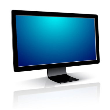 Beyaz arkaplanda boş ekranı olan bilgisayar monitörü