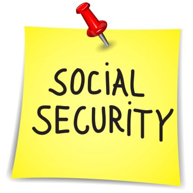 Beyaz arkaplanlı bir not kağıdında sosyal güvenlik