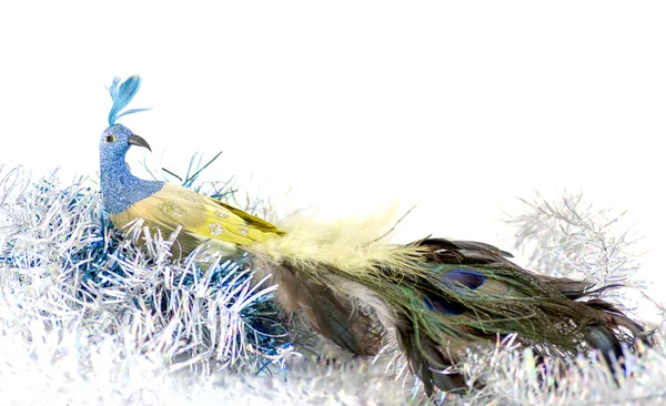 Karácsonyi dekoráció játék madár-kék-fehér színű — Stock Fotó