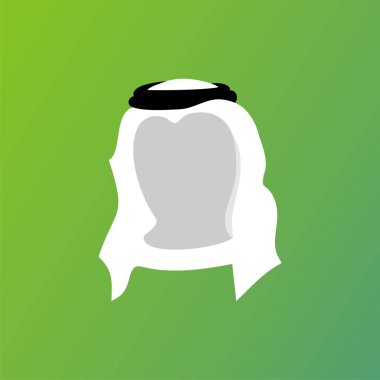 Beyaz başlı Arap adam avatar düz vektör çizimi