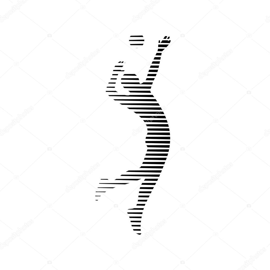 Vector of man playing volleyball simple flat silhouette illustration