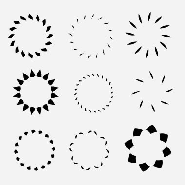 Tekrarlanan çeşitli basit düz dizaynlardan oluşan çember kümesinin vektörü
