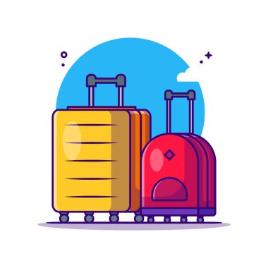 Seyahat Çantaları Koleksiyon Vektörü Çizgi Film İllüstrasyonu. Seyahat Simgesi Beyaz Konsepti izole edildi. Web İniş Sayfası, Bayrak, Etiket ve Arkaplan İçin Düz Çizgi Film Biçimi