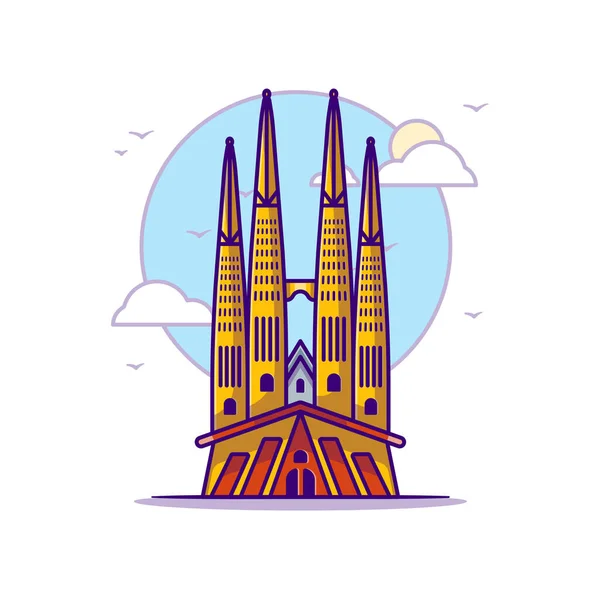 Sagrada Familia Оригинальные Векторные Иконки Иллюстрация Стиле Плоской Карикатуры Веб — стоковый вектор